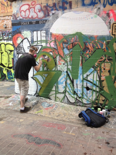 We were fortunate enough to see a graffiti artist in action!